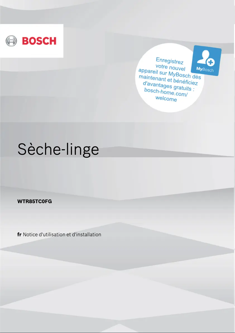 Page n°1 - Manuel utilisateur Bosch WTR85TC0FG