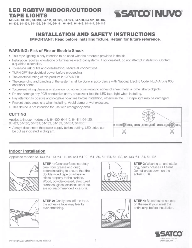Page n°1 - Manuel utilisateur Satco 64-145