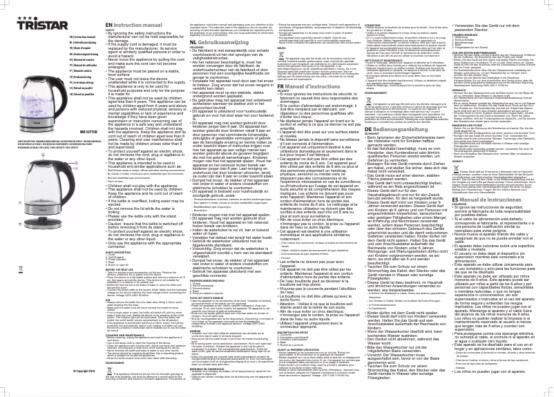 Page 1 de la notice Manuel utilisateur TriStar WK-3377CH