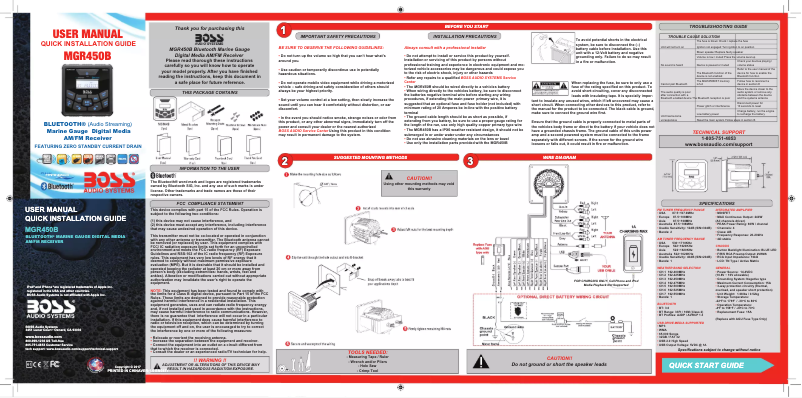 Image de la première page du manuel de l'appareil MGR450B