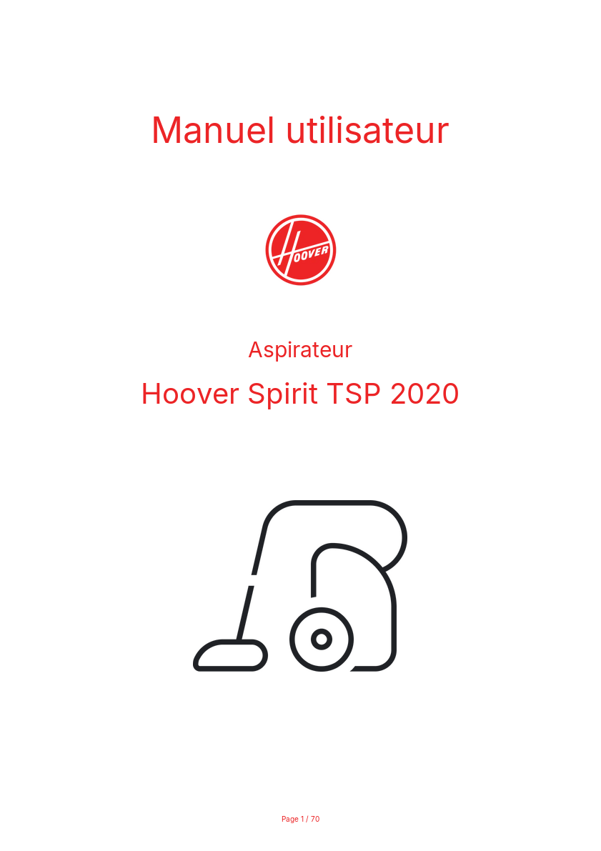 Image de la première page du manuel de l'appareil Spirit TSP 2020