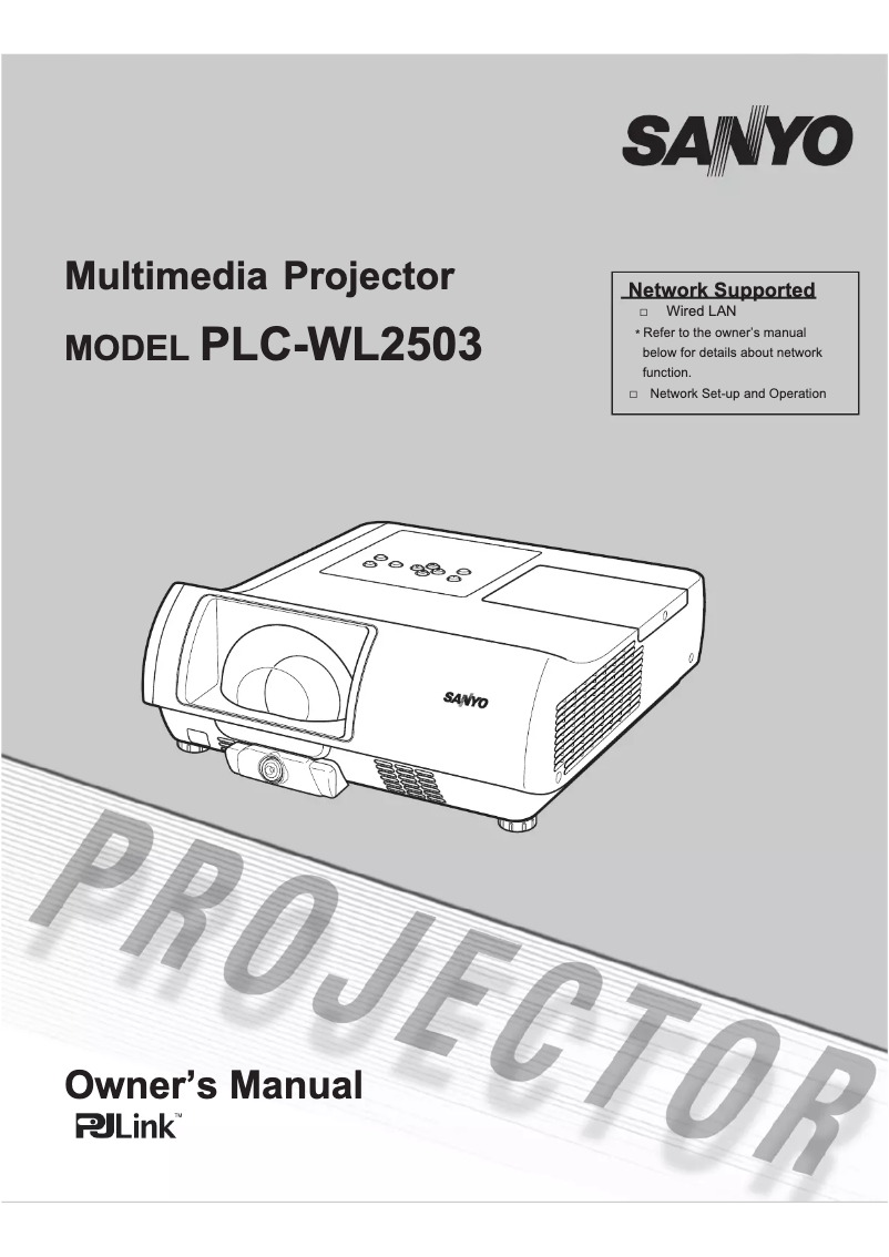 Page 1 de la notice Manuel utilisateur Sanyo PLC-WL2503