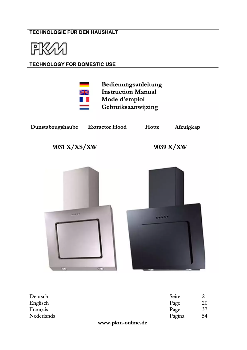 Page n°1 - Manuel utilisateur PKM 9031XS