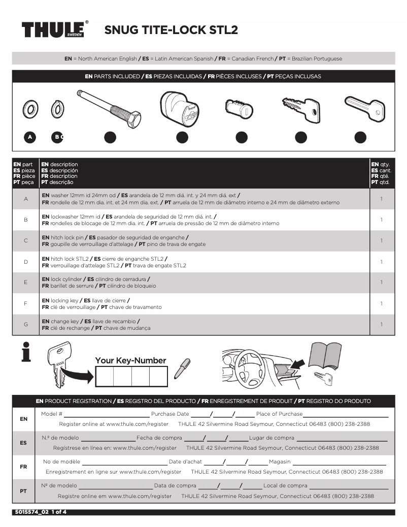 Página 1 del manual Manual de usuario Thule Snug-Tite Receiver Lock