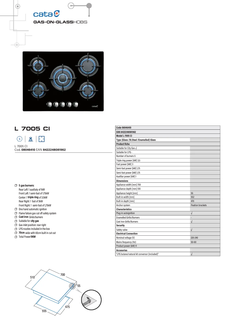 Page 1 de la notice Manuel utilisateur CATA L 7005 CI BK