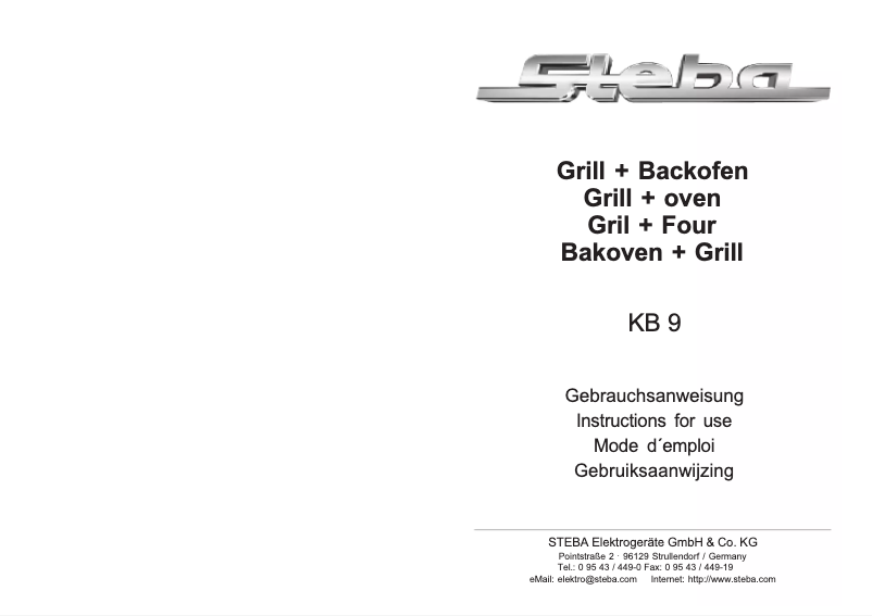 Page n°1 - Manuel utilisateur Steba KB 9