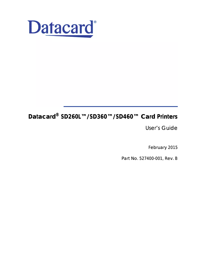 Page n°1 - Manuel utilisateur Datacard SD260L
