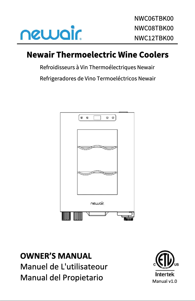 Page 1 de la notice Manuel utilisateur NewAir NWC06TBK00