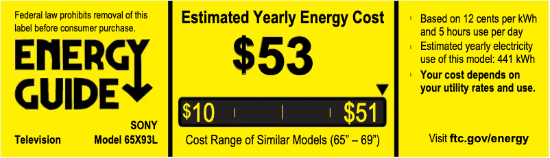 Página 1 del manual Etiqueta energética Sony XR-65X93L