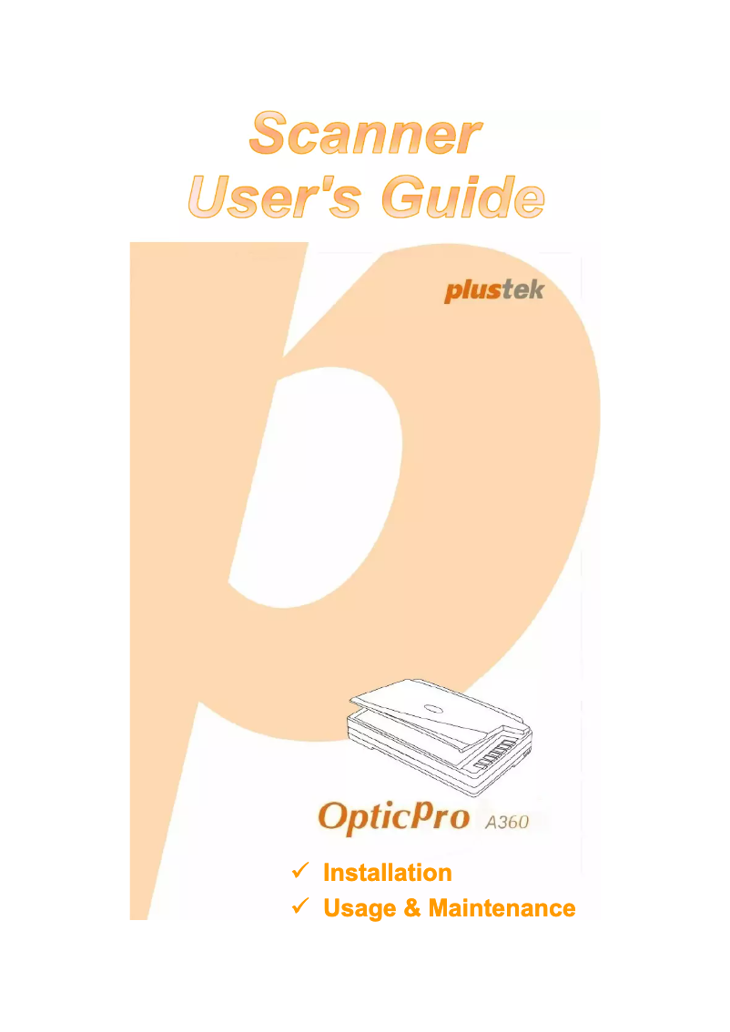 Page n°1 - Manuel utilisateur Plustek OpticPro A360