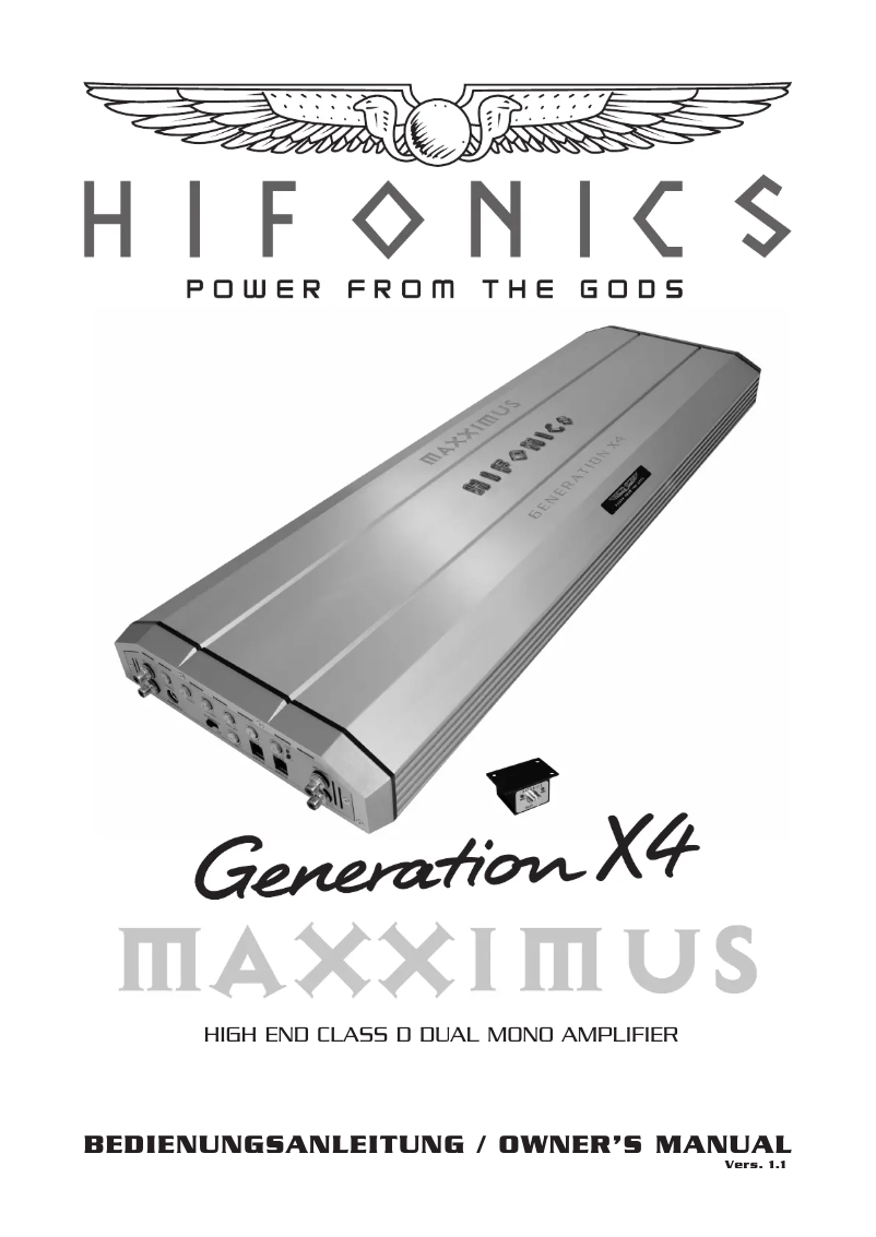Page 1 de la notice Manuel utilisateur Hifonics Generation X4 Maxximus