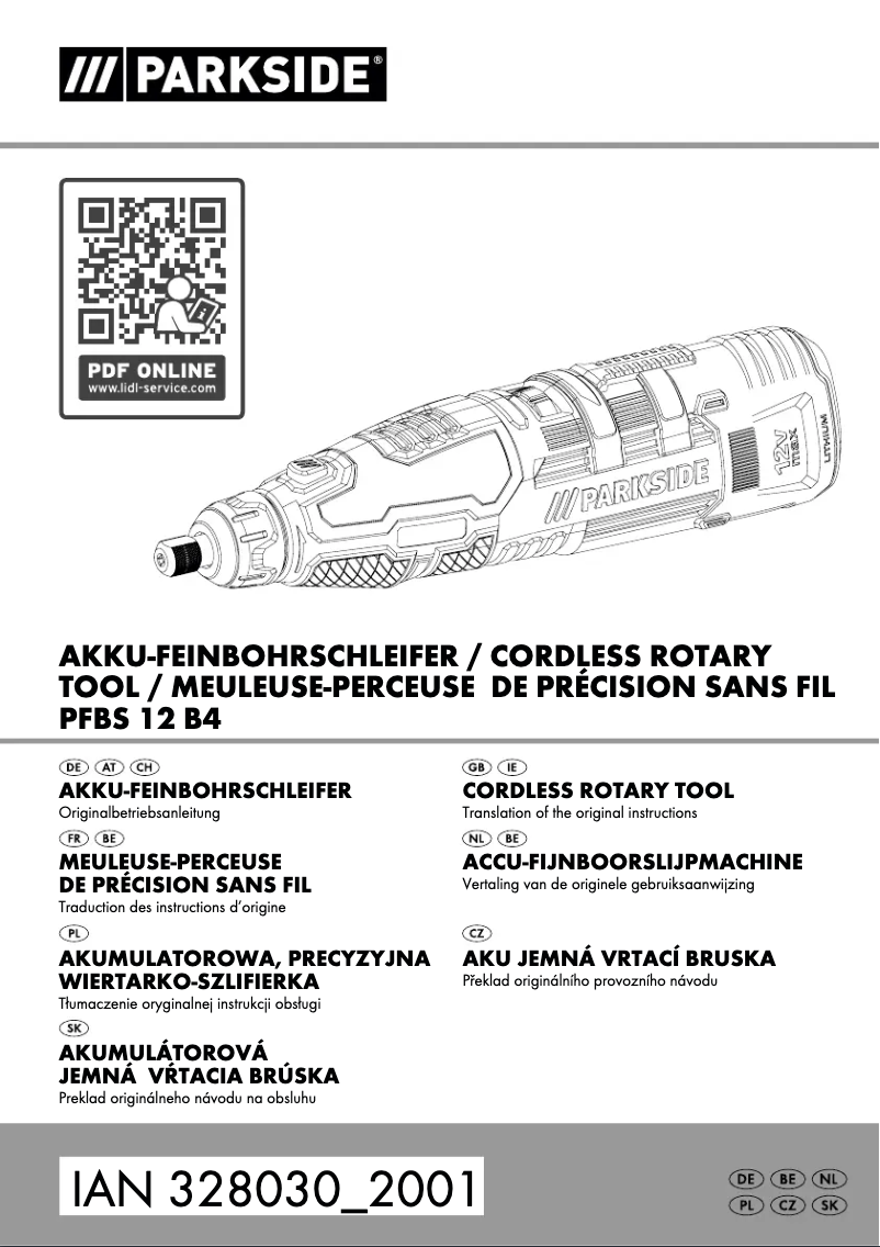 Page n°1 - Manuel utilisateur Parkside PFBS 12 B4