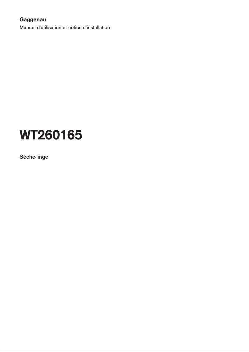 Page 1 of the manual Installation Guide Gaggenau WT260165