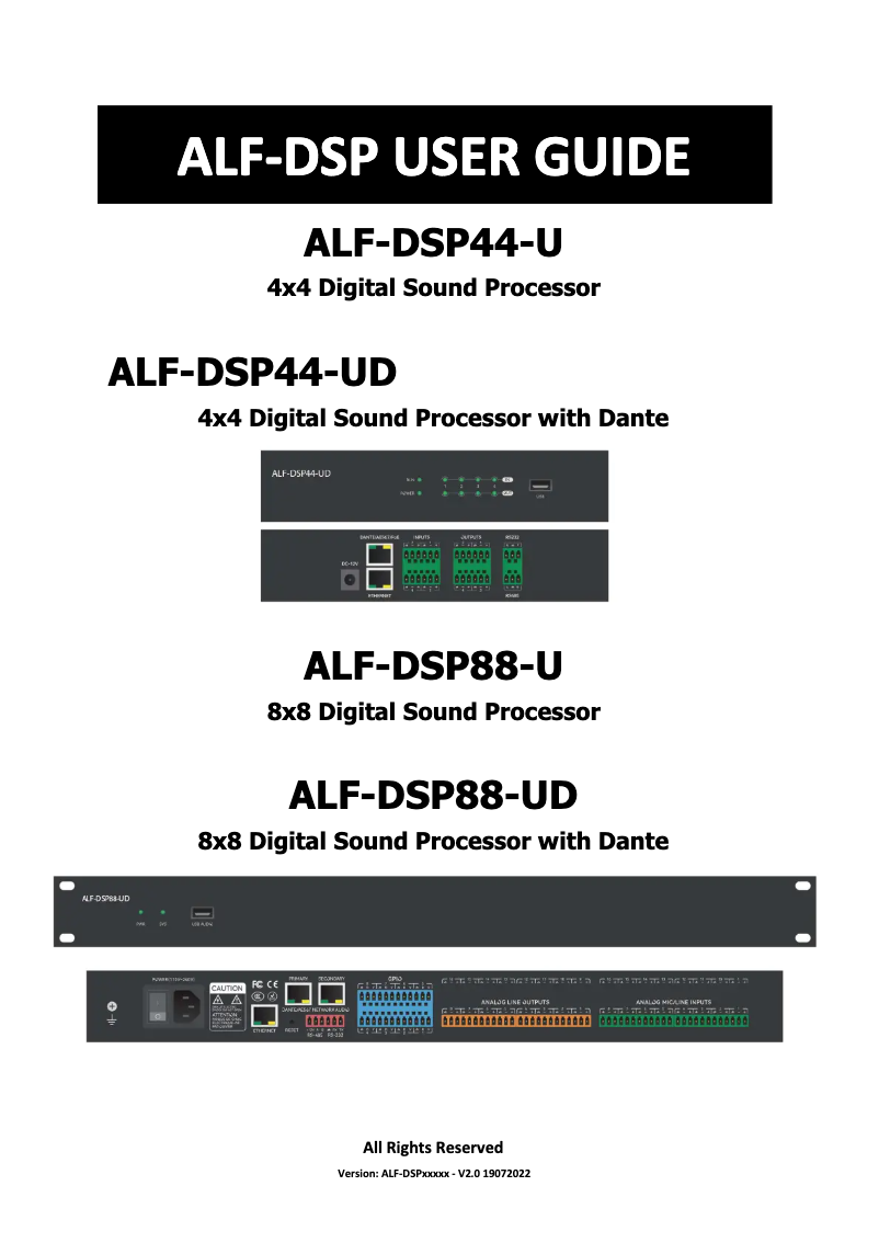 Image de la première page du manuel de l'appareil ALF-DSP88-U