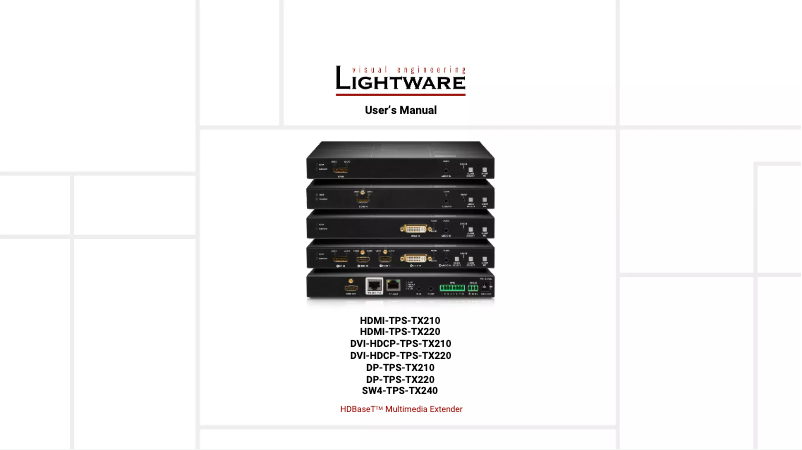 Page n°1 - Manuel utilisateur Lightware DVI-HDCP-TPS-TX220