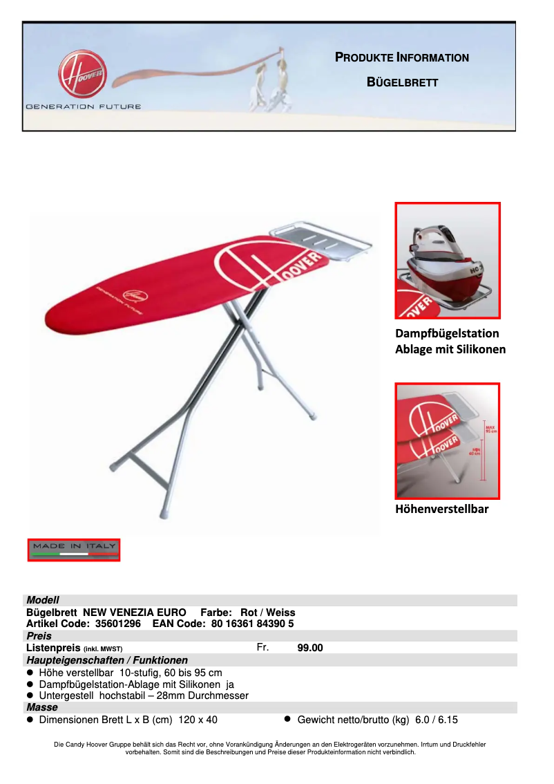 Image de la première page du manuel de l'appareil New Venezia Euro