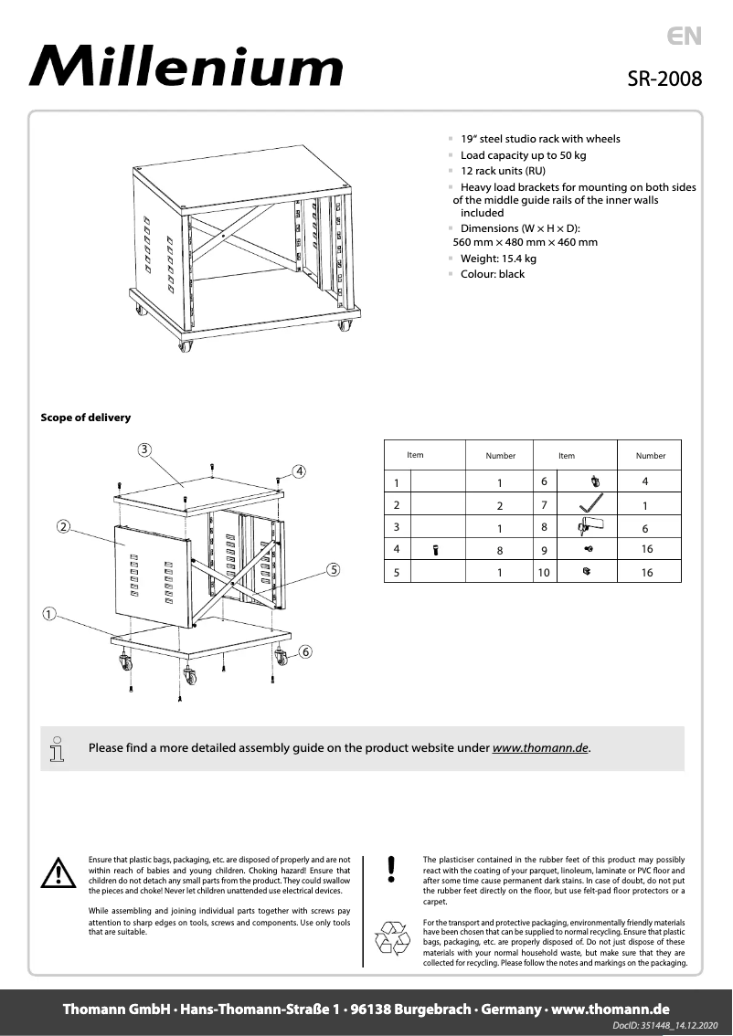 Page 1 de la notice Manuel utilisateur Millenium SR-2008