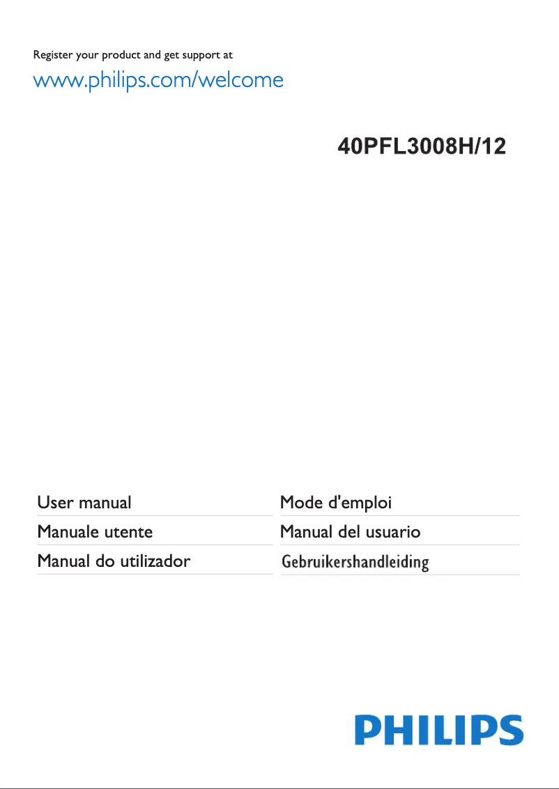 Image de la première page du manuel de l'appareil 40PFL3008H