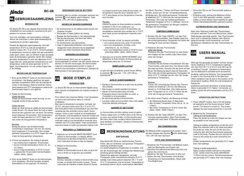 Image de la première page du manuel de l'appareil BC-08