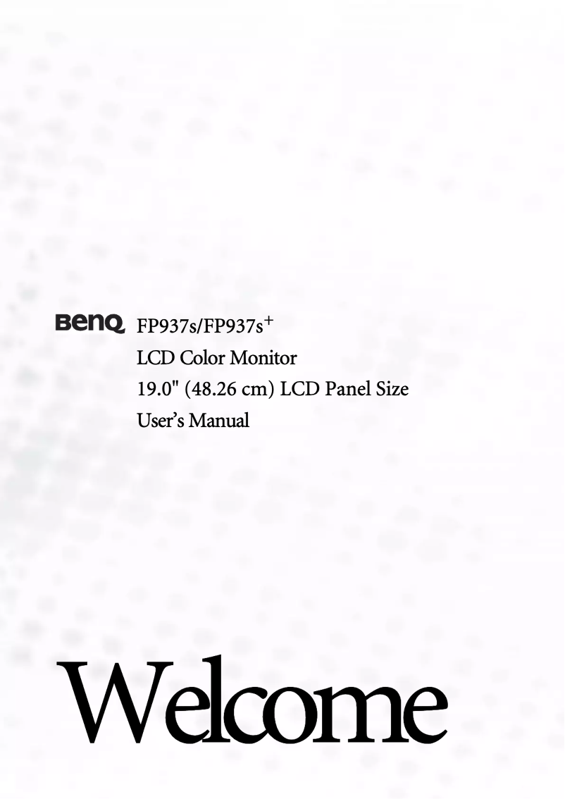 Page 1 de la notice Manuel utilisateur BenQ FP937S