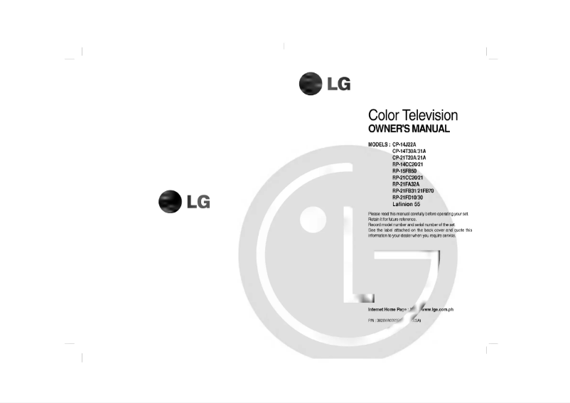 Page 1 de la notice Manuel utilisateur LG RP-21FB70