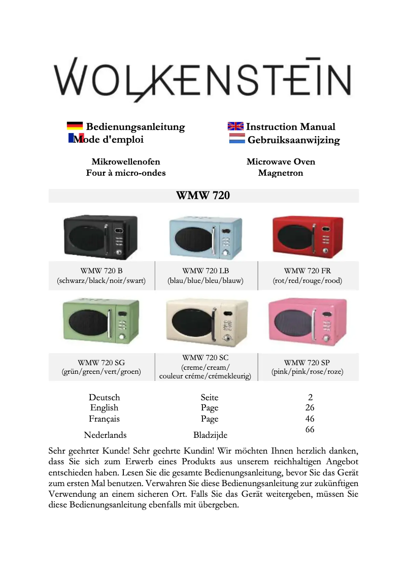 Image de la première page du manuel de l'appareil WMW720 FR