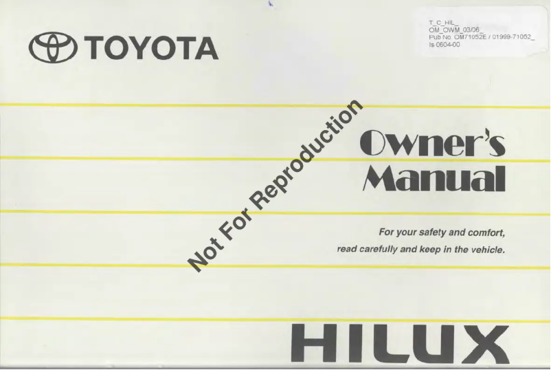 Page 1 de la notice Manuel utilisateur Toyota Hilux (2006)