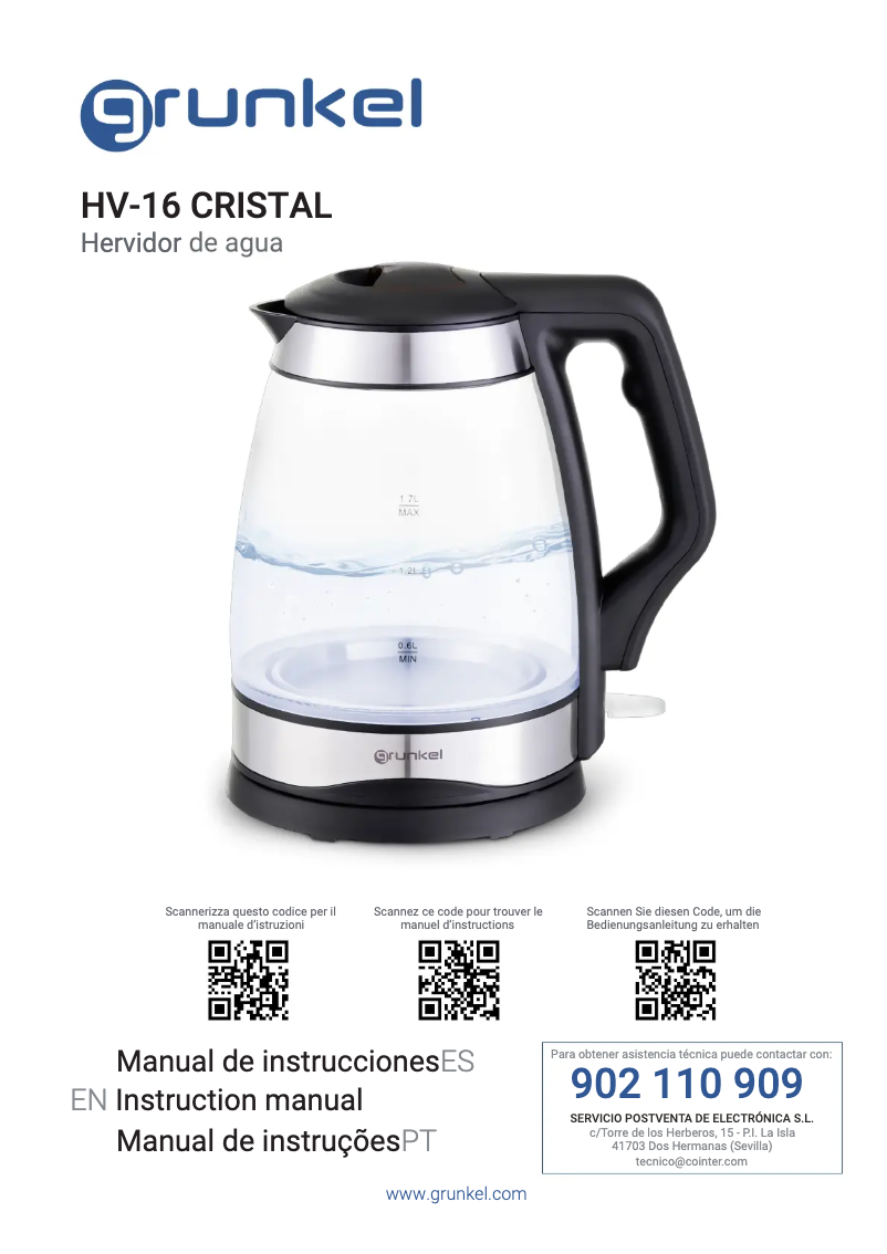 Page 1 de la notice Manuel utilisateur Grunkel HV-16 Cristal