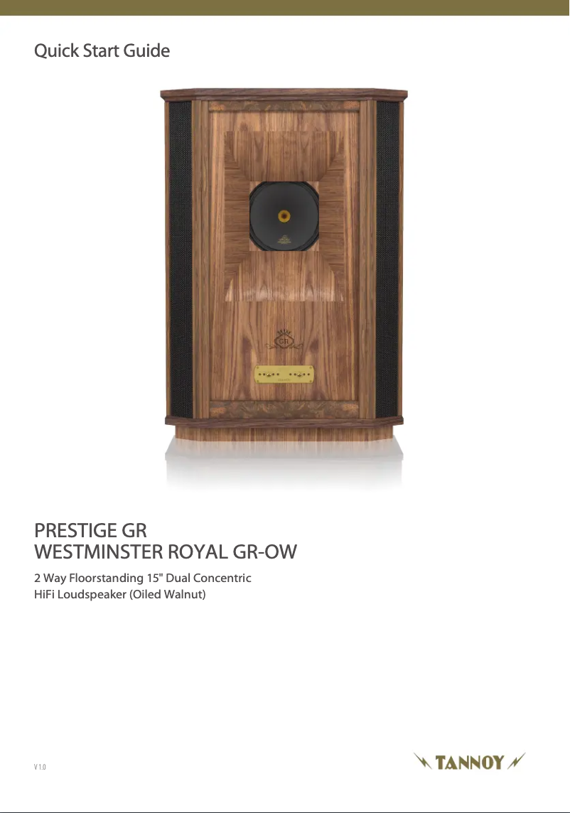 Page 1 de la notice Manuel utilisateur Tannoy Westminster Royal GR-OW