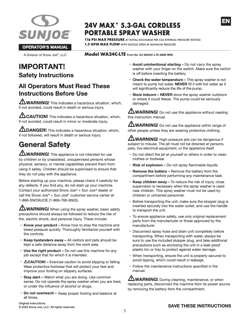 Image de la première page du manuel de l'appareil WA24C-LTE