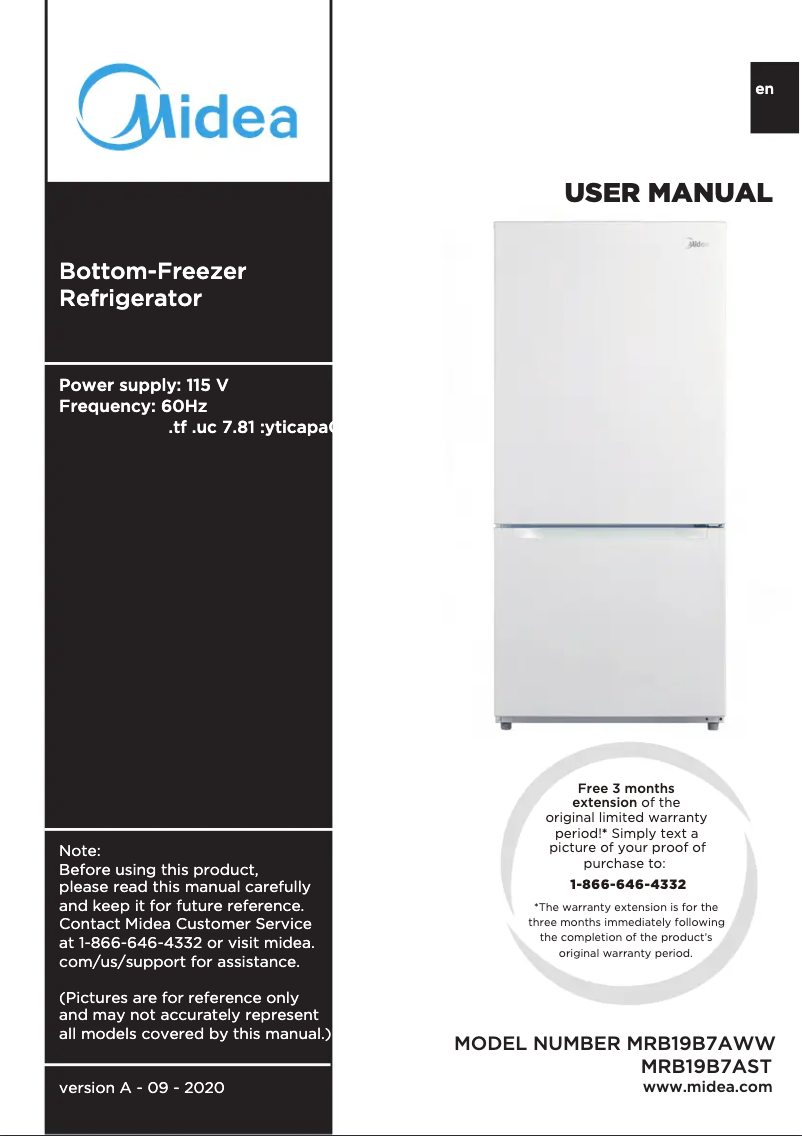 Page n°1 - Manuel utilisateur Midea MRB19B6AWW