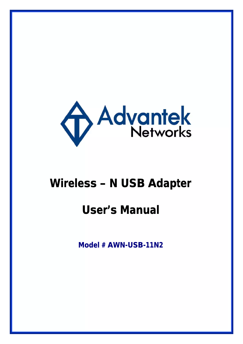 Page n°1 - Manuel utilisateur Advantek Networks AWN-USB-11N