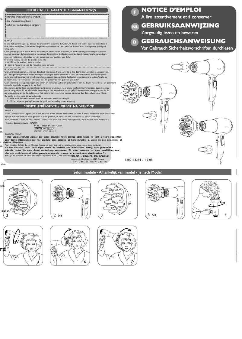 Page 1 de la notice Manuel utilisateur Calor Pro CV7310