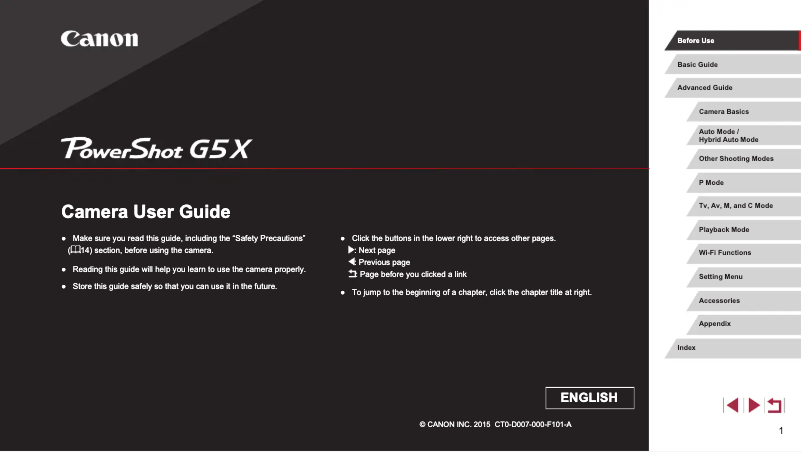 Página 1 del manual Manual de usuario Canon Powershot G5X