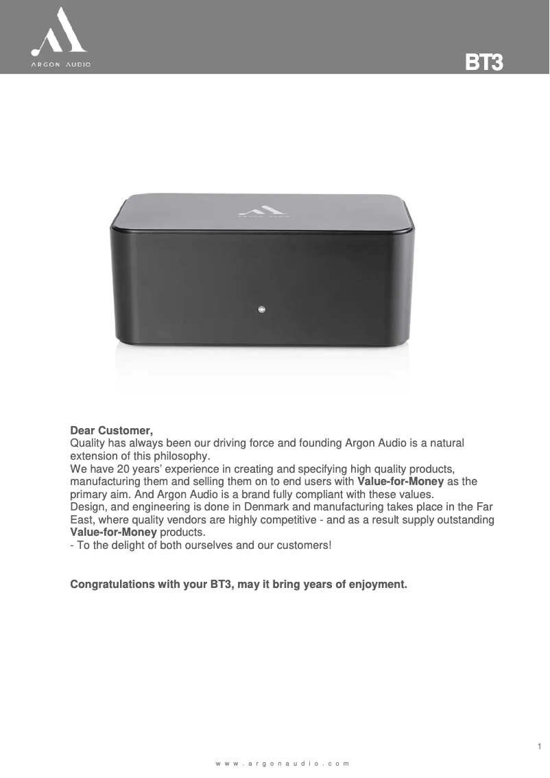 Página 1 del manual Manual de usuario Argon BT-3