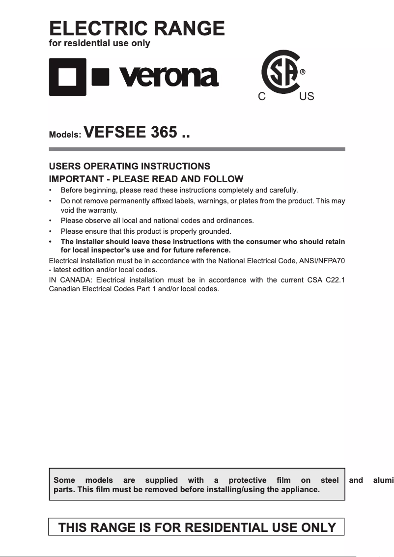 Image de la première page du manuel de l'appareil VEFSEE365E