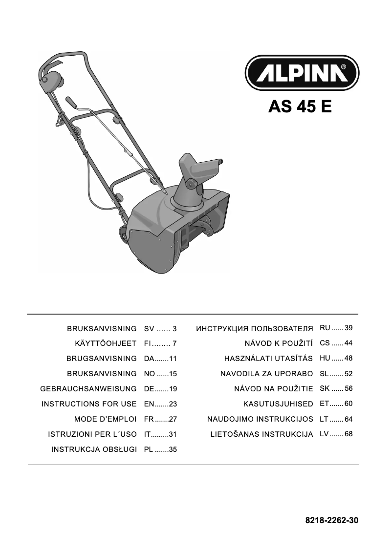 Image de la première page du manuel de l'appareil AS 45 E