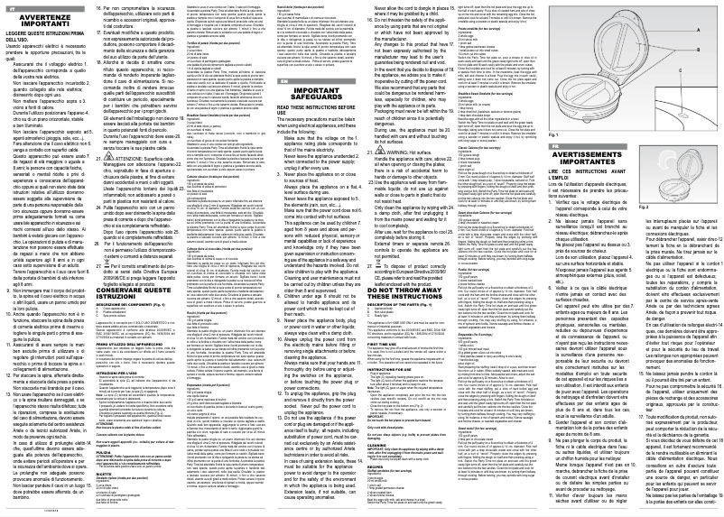 Page 1 de la notice Manuel utilisateur Ariete 182