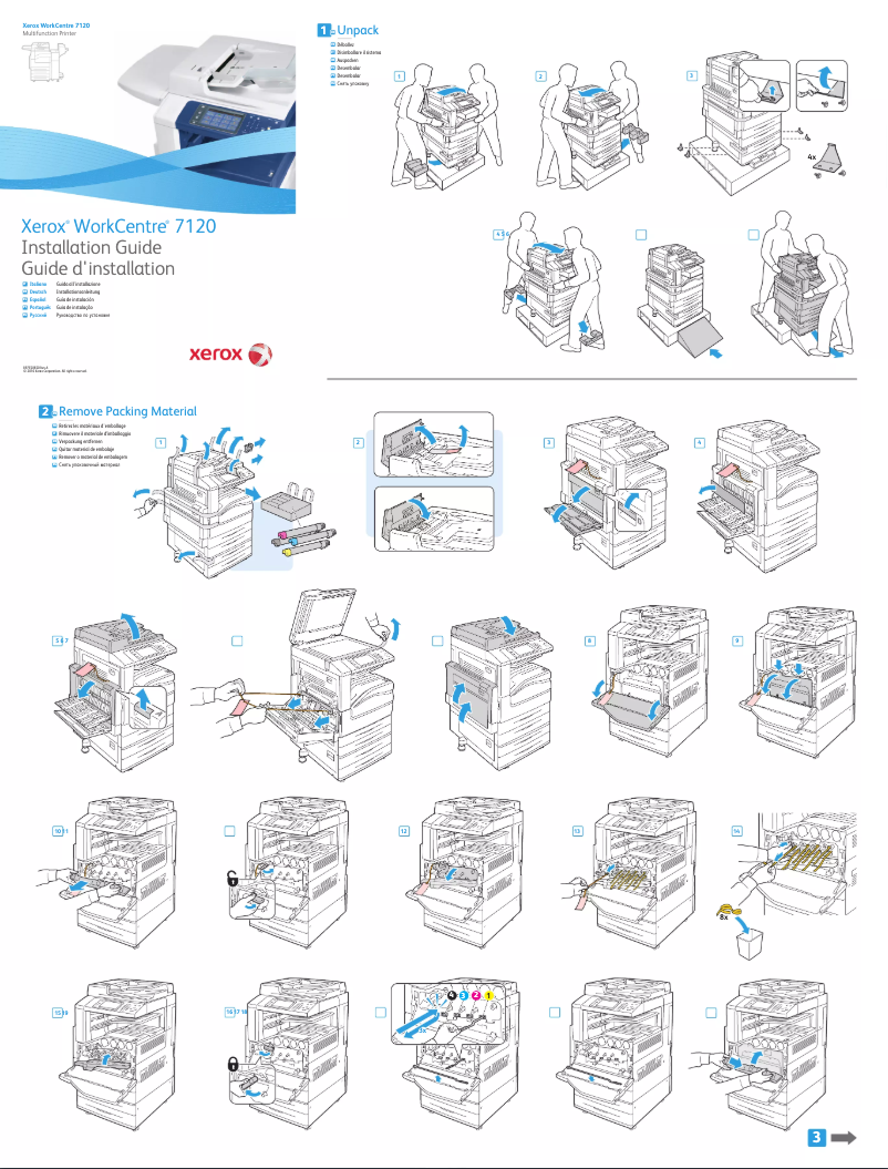 Page 1 de la notice Guide d'installation Xerox WorkCentre 7120