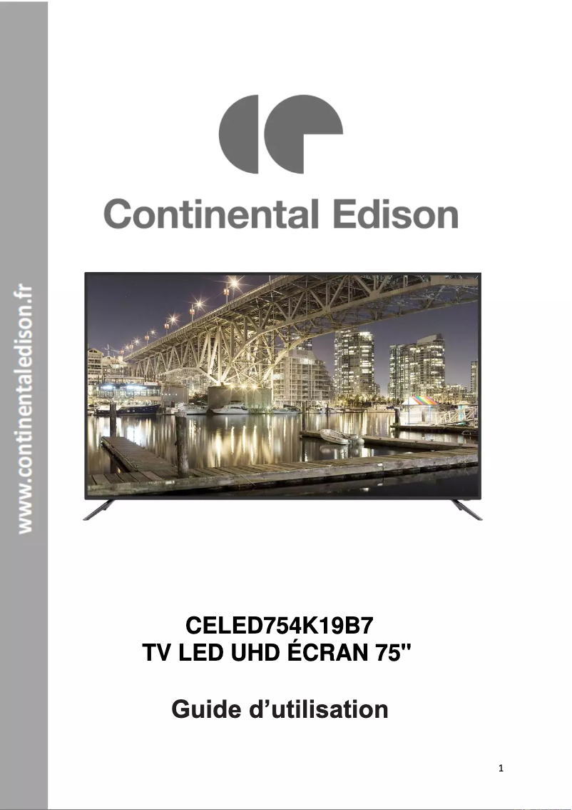 Page 1 de la notice Manuel utilisateur Continental Edison CELED754K19B7