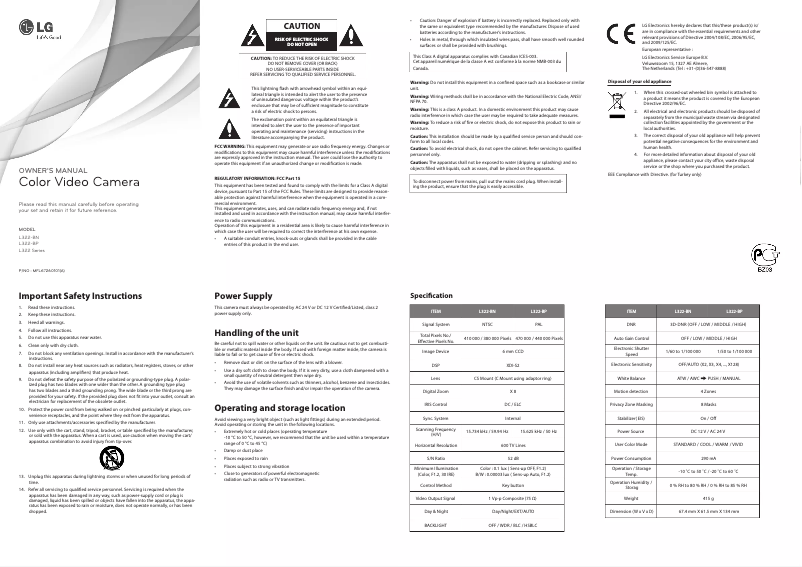Image de la première page du manuel de l'appareil L322-BP