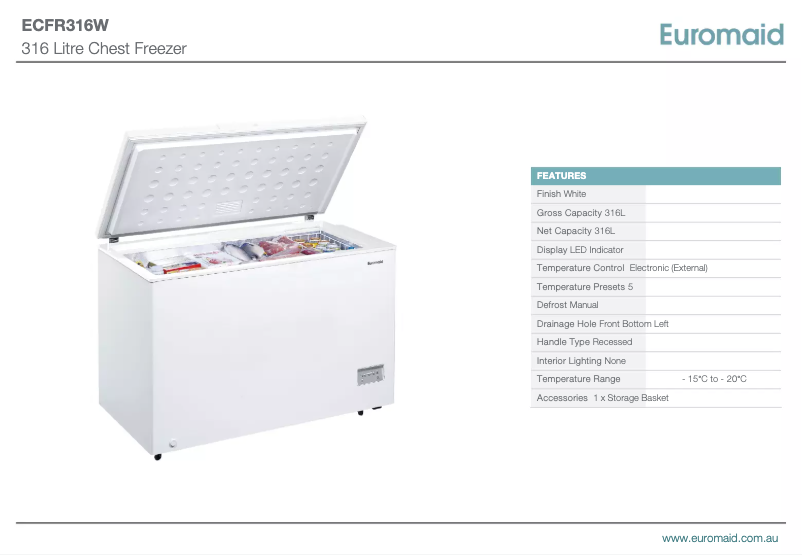 Imagen de la primera página del manual del dispositivo ECFR316W