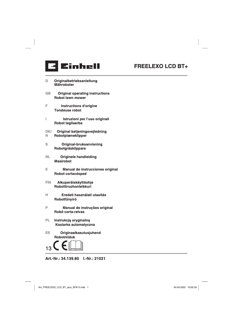 Page 1 de la notice Manuel utilisateur Einhell FREELEXO 750 LCD BT+