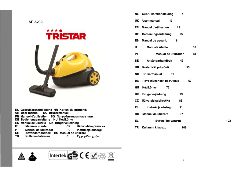 Page 1 de la notice Manuel utilisateur TriStar SR-5239