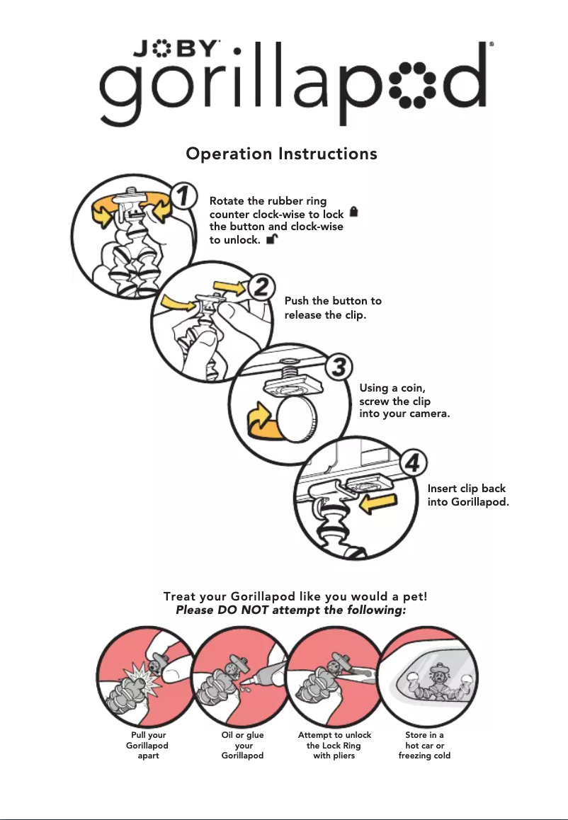 Page 1 de la notice Manuel utilisateur Joby Gorillapod Focus
