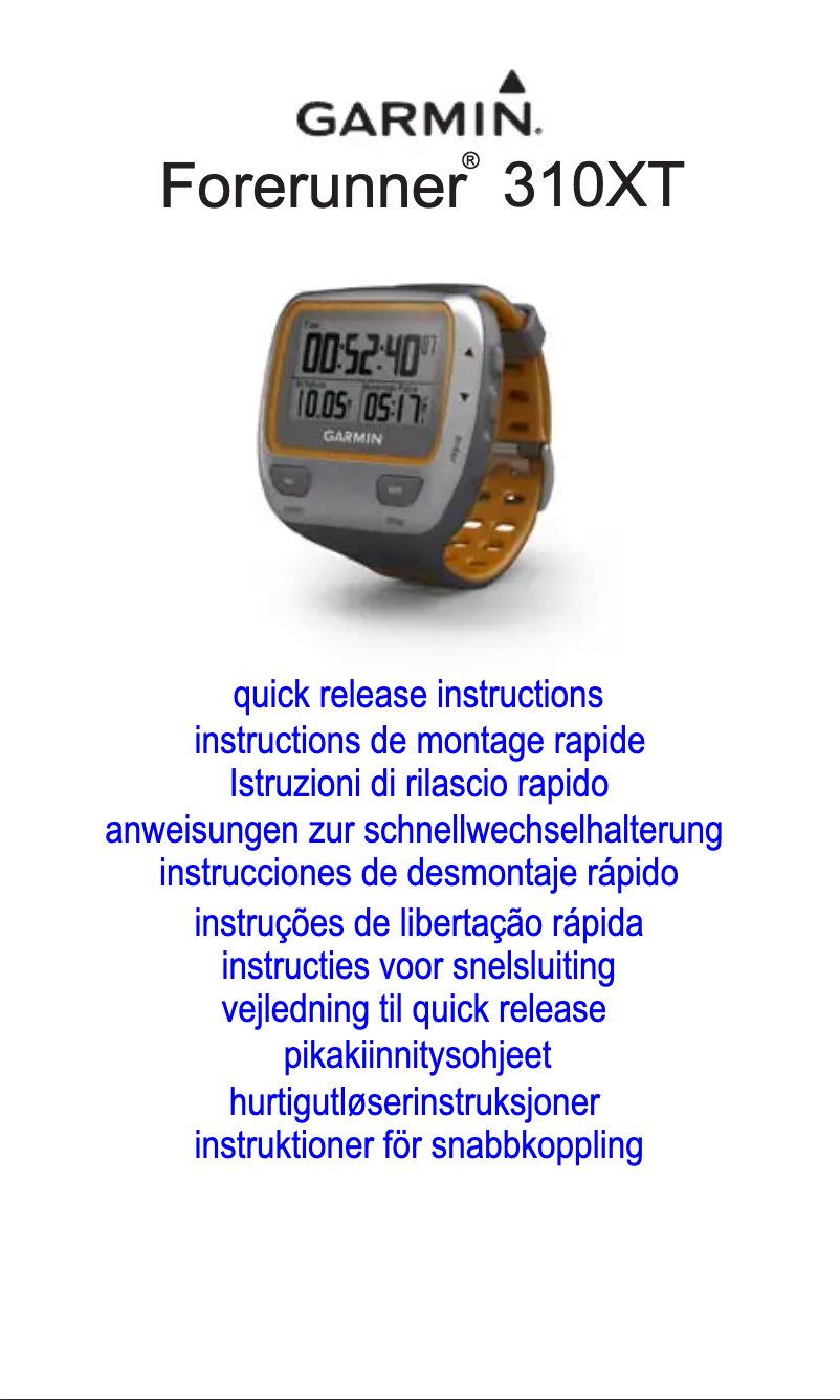 Image de la première page du manuel de l'appareil Forerunner 310XT