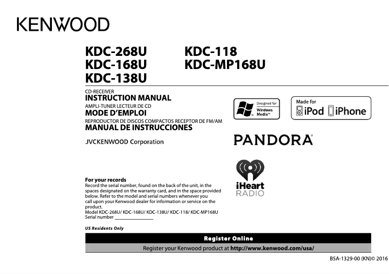 Imagen de la primera página del manual del dispositivo KDC-268U