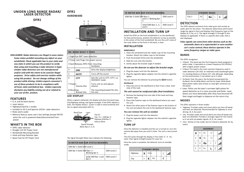 Page n°1 - Manuel utilisateur Uniden DFR1