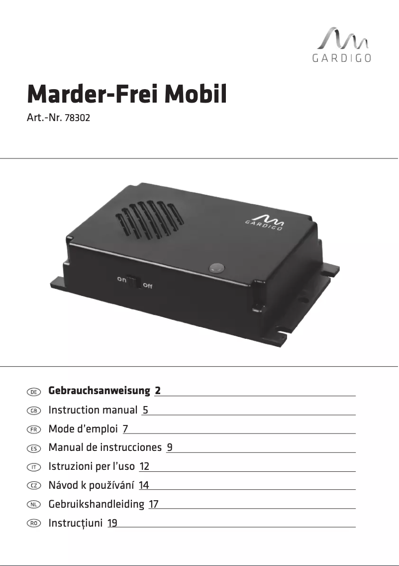 Page n°1 - Manuel utilisateur Gardigo 78302