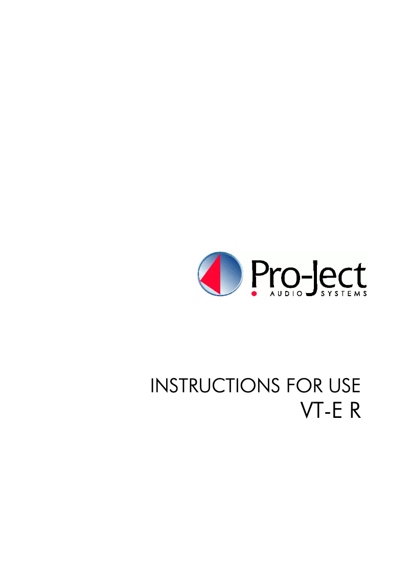 Page 1 de la notice Mode d'emploi Pro-Ject VT-E R